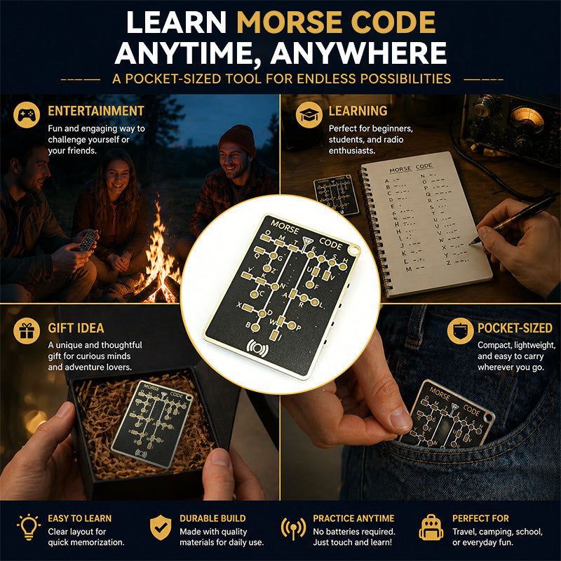 DIY Morse Code Learning Card - PCB Board with LED, Interactive Telegraph Key Practice Tool for Beginners