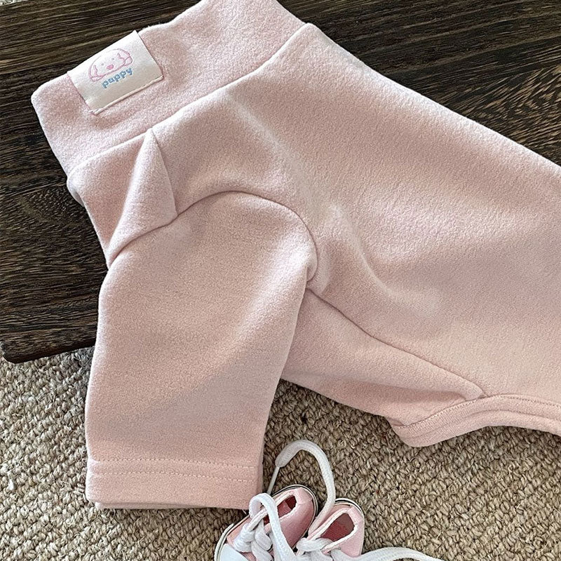 Elastic Pet Onesie, Four-Legged Pajamas for Small to Medium Dogs, Cream Color, Cozy Home Base Shirt, Warm Winter Dog Clothes