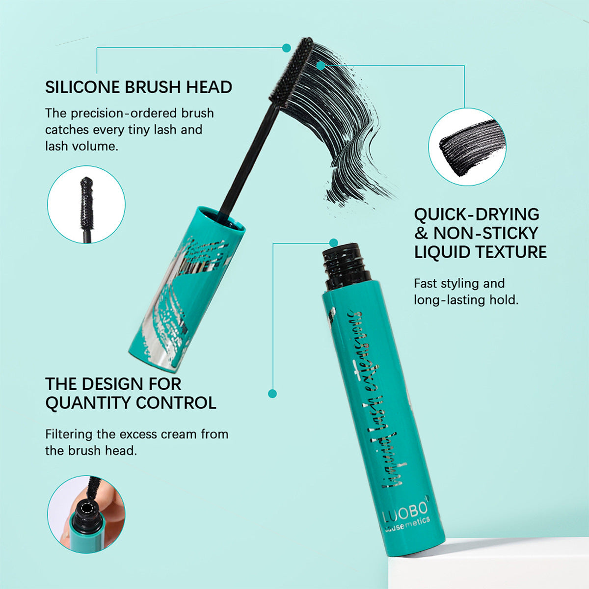 Green Box Mascara, Water-Removable, Long-Lasting, Smudge-Proof, Volumizing &amp; Lengthening, Waterproof, for Lash Enhancement