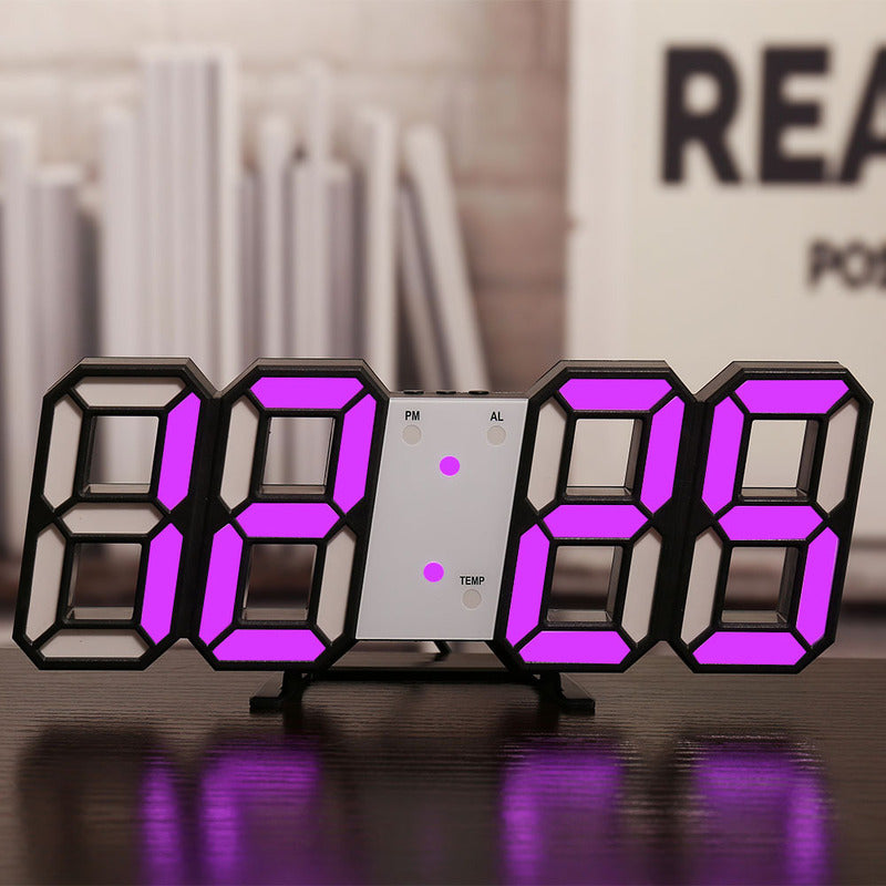 3D LED Digital Alarm Clock with Colorful Display, 12/24 Hour Format for Office, Living Room, Bedroom, Kitchen