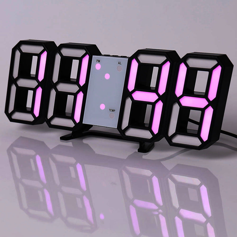 Copy of 3D LED Digital Alarm Clock with Colorful Display, 12/24 Hour Format for Office, Living Room, Bedroom, Kitchen