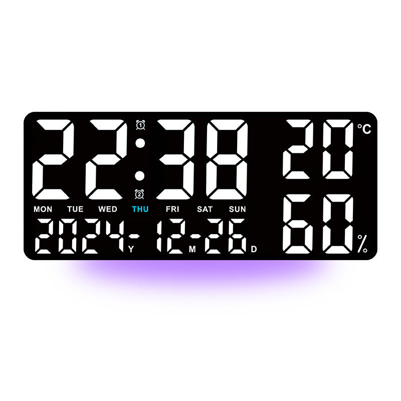 Digital Wall Clock with Temperature & Humidity Display, Multifunctional LED Alarm Clock with Remote Control, Ambient Light.