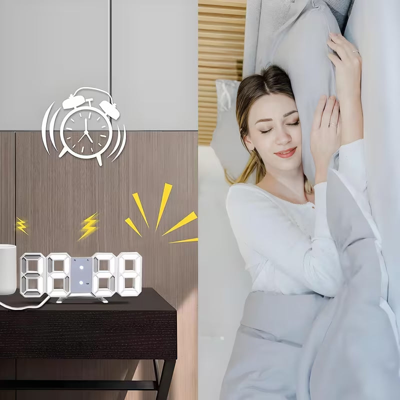 3D LED Digital Alarm Clock with Colorful Display, 12/24 Hour Format for Office, Living Room, Bedroom, Kitchen