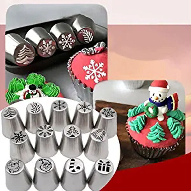 4-Piece Christmas Style Russian Decorated Mouth Stainless Steel Decorated Mouth Cupcake Baking Tool Set
