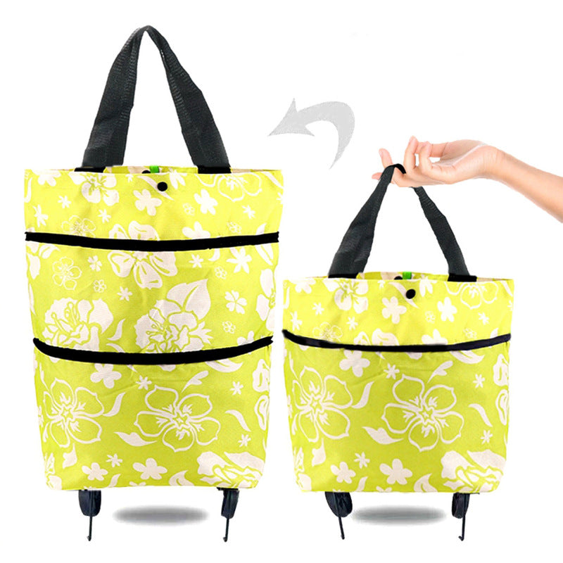 Portable Foldable Shopping Cart with Wheels - Lightweight Backpack Style Travel Trolley for Groceries & Storage