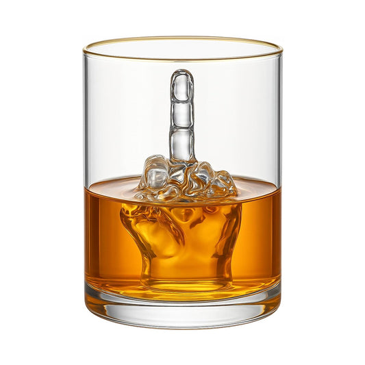 Funny Middle Finger Whiskey Glass, 3D Finger Gift for Bourbon Lovers