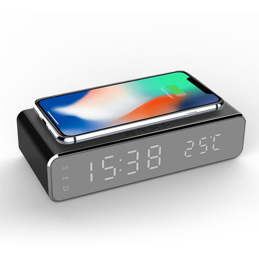 Smart LED Alarm Clock with Wireless Charging for Bedside Tables