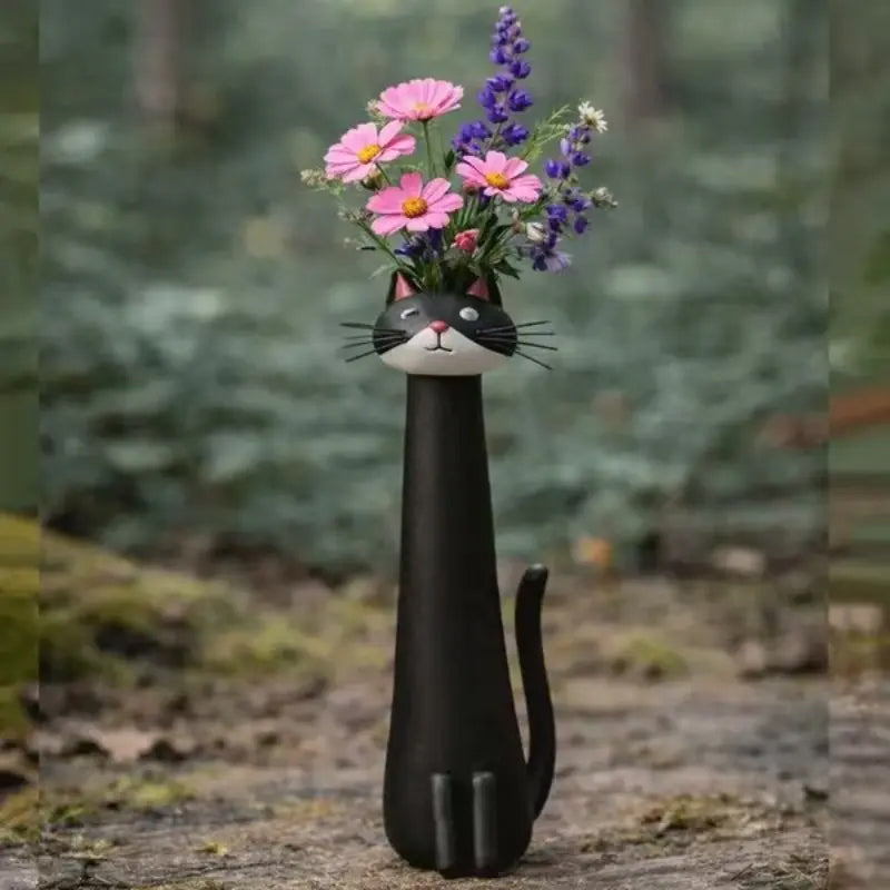 Creative Cat Vase - Desktop Dried Flower Holder, Decorative Home/Office Accent, Universal for Small Dried Bouquets