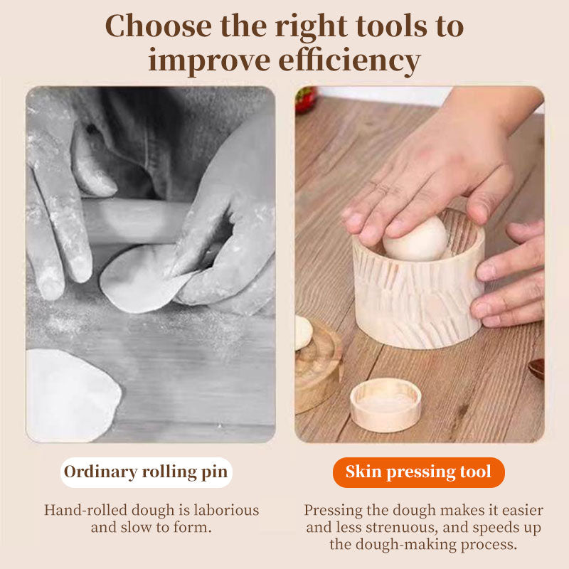 Hand-Held Wood Dumpling Maker Press - Quick Dough Wrapper Tool for Dumplings, Empanadas, Pierogi, and Hand Pies