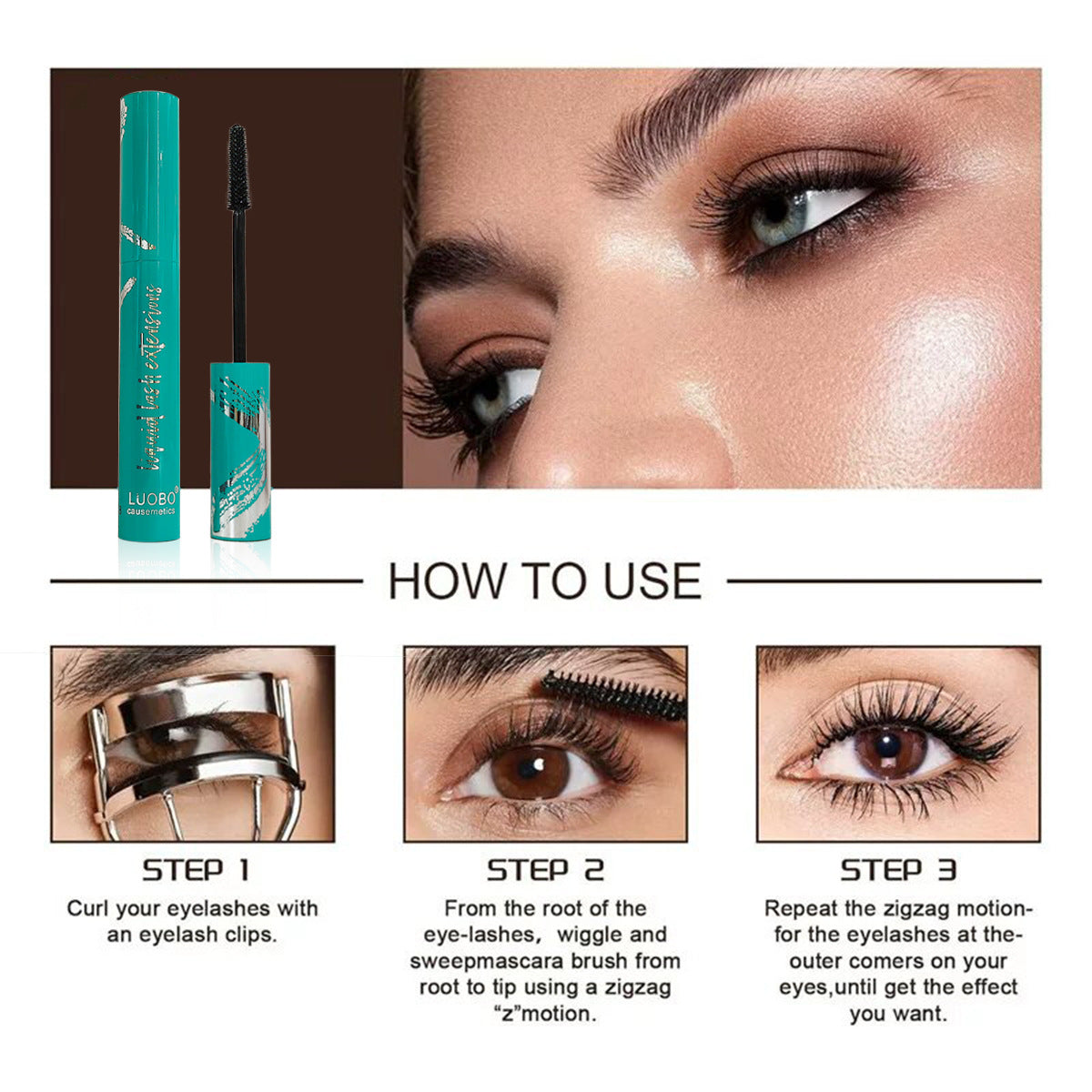 Green Box Mascara, Water-Removable, Long-Lasting, Smudge-Proof, Volumizing &amp; Lengthening, Waterproof, for Lash Enhancement