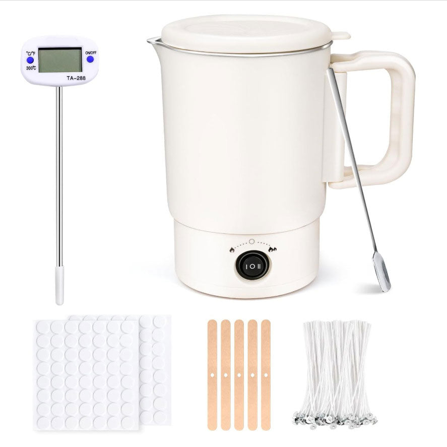 A47U 800ml Electric Wax Kettle, Candle Making Pouring Pot with Thermometer, DIY Craft Tool Kit for Beginners, UK Plug