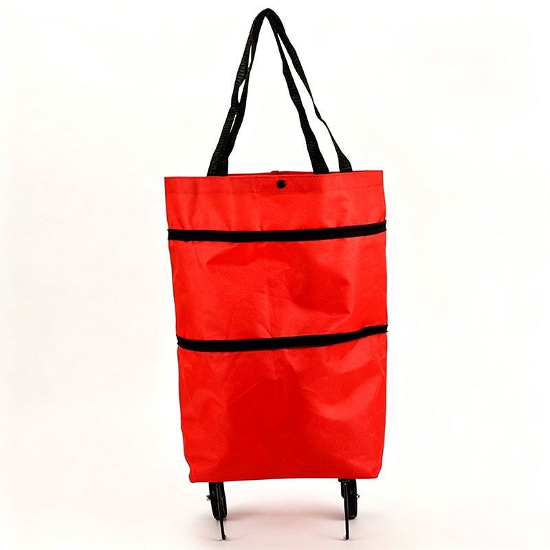 Portable Foldable Shopping Cart with Wheels - Lightweight Backpack Style Travel Trolley for Groceries & Storage