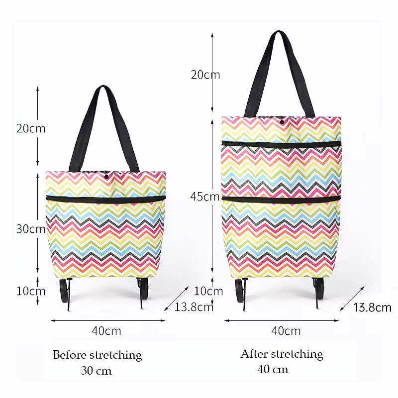 Portable Foldable Shopping Cart with Wheels - Lightweight Backpack Style Travel Trolley for Groceries & Storage