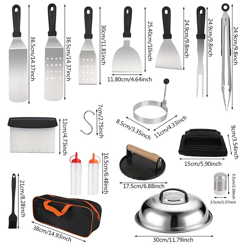 Copy of 29PCS BBQ Set w/ Burger Press, Stainless Steel Grill Tools & Spatula