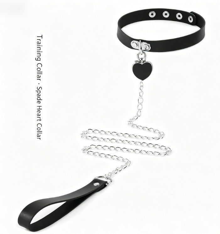 PU Leather Alloy Collar with Rope for Adult Accessories, Neck Strap for Women, Sexy Choker with Tether