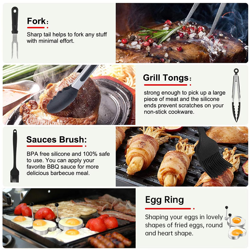 Copy of 29PCS BBQ Set w/ Burger Press, Stainless Steel Grill Tools & Spatula