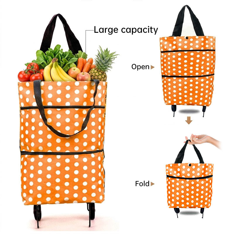 Portable Foldable Shopping Cart with Wheels - Lightweight Backpack Style Travel Trolley for Groceries & Storage