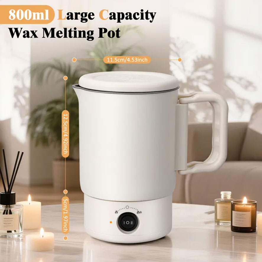 A47U 800ml Electric Wax Kettle, Candle Making Pouring Pot with Thermometer, DIY Craft Tool Kit for Beginners, UK Plug