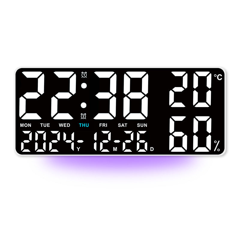 Digital Wall Clock with Temperature & Humidity Display, Multifunctional LED Alarm Clock with Remote Control, Ambient Light.