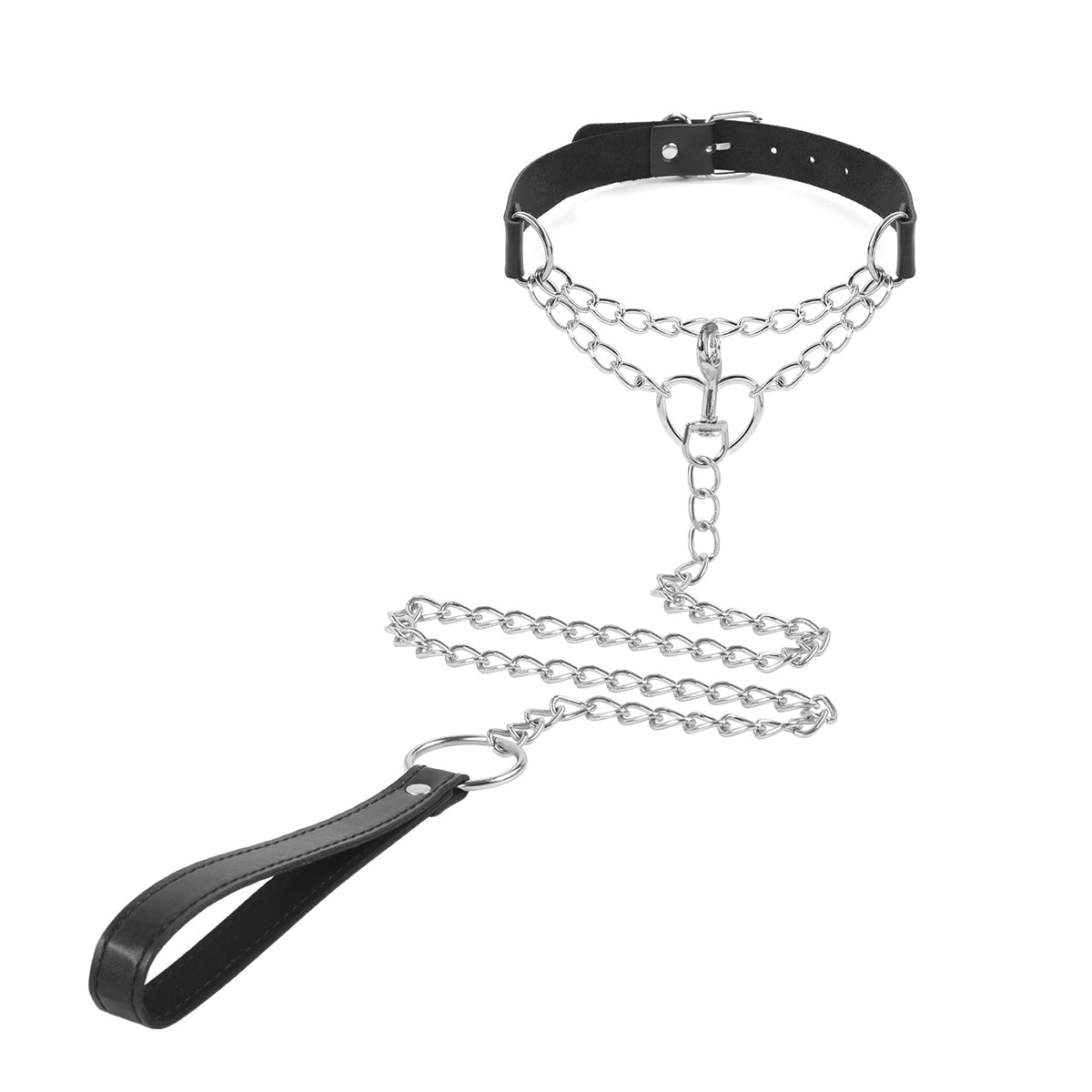 PU Leather Alloy Collar with Rope for Adult Accessories, Neck Strap for Women, Sexy Choker with Tether