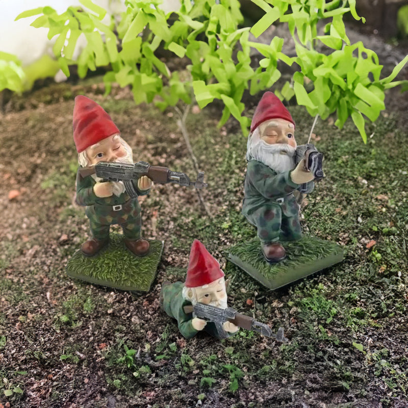 Funny Army Gnome Garden Statue, Resin Desk Ornament, Outdoor Garden Dwarf Decor (3pcs, 2025 New)